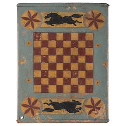 A Painted and Carved "Flying Horse" Gameboard