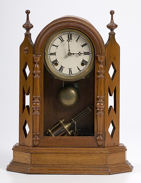 Ansonia Walnut Shelf Clock : Ansonia Walnut Shelf Clock Eight-day time and strike; ca 1885; 18.5 in. high.