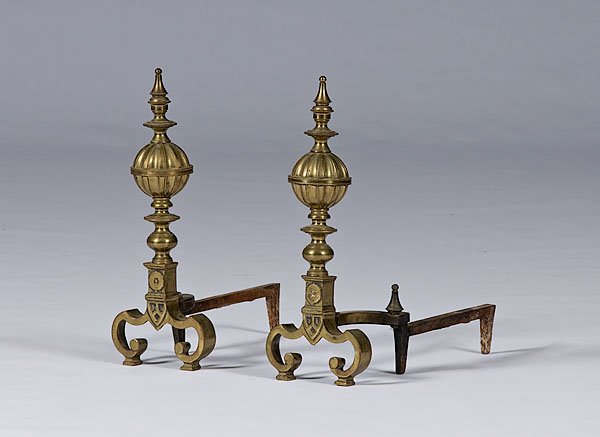 Victorian Ball and Ring Andirons 
