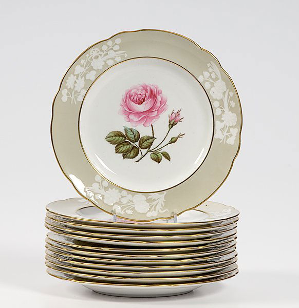 Group of Spode China Salad Plates : Group of Spode China Salad Plates 12 total, rose pattern salad plates pattern Y7199.