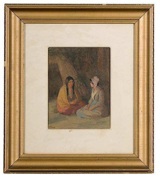 Indian Genre Scene by J.H. Sharp, Watercolor on Pap: Indian Genre Scene by Joseph Henry Sharp, Watercolor on Paper, Joseph Henry Sharp (American, 1859-1953), signed l.l.; 11.25 x 8.5 in. Prior to Sharp's settlement in the Taos Art Colony and also prior