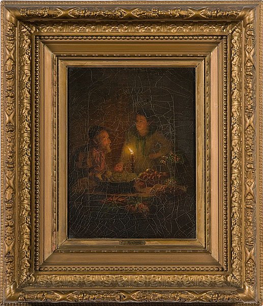 Genre Scene by Johannes Rosierse, Oil on Canvas 