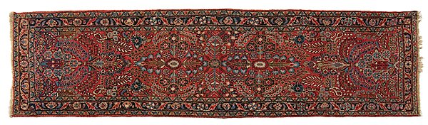 Hamadan Rug, Runner : Hamadan Rug, Runner, Iranian, mid-20th century, a runner with deep red ground and floral field; 146 x 32 in. (370.8 x 81.3cm). Property from the Estate of Catherine J. Wiebold, Cincinnati, Ohio