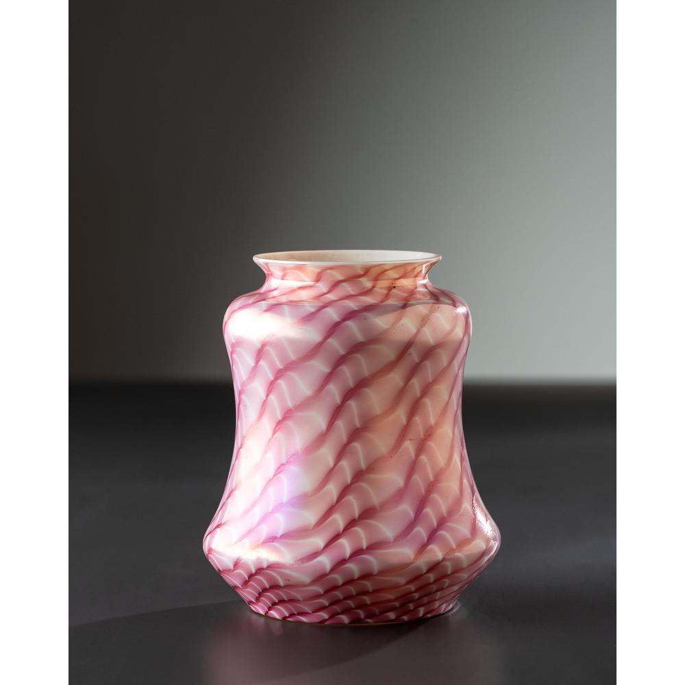 Tiffany Studios, Pink Favrile Shade: Tiffany Studios American, Early 20th Century Pink Favrile Shade glass inside edge of fitter marked L.C.T. Favrile Height 5 3/8 inches.
