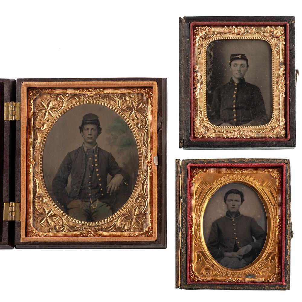 [CIVIL WAR]. A group of 3 tintypes of Union soldiers, (1 of 2)