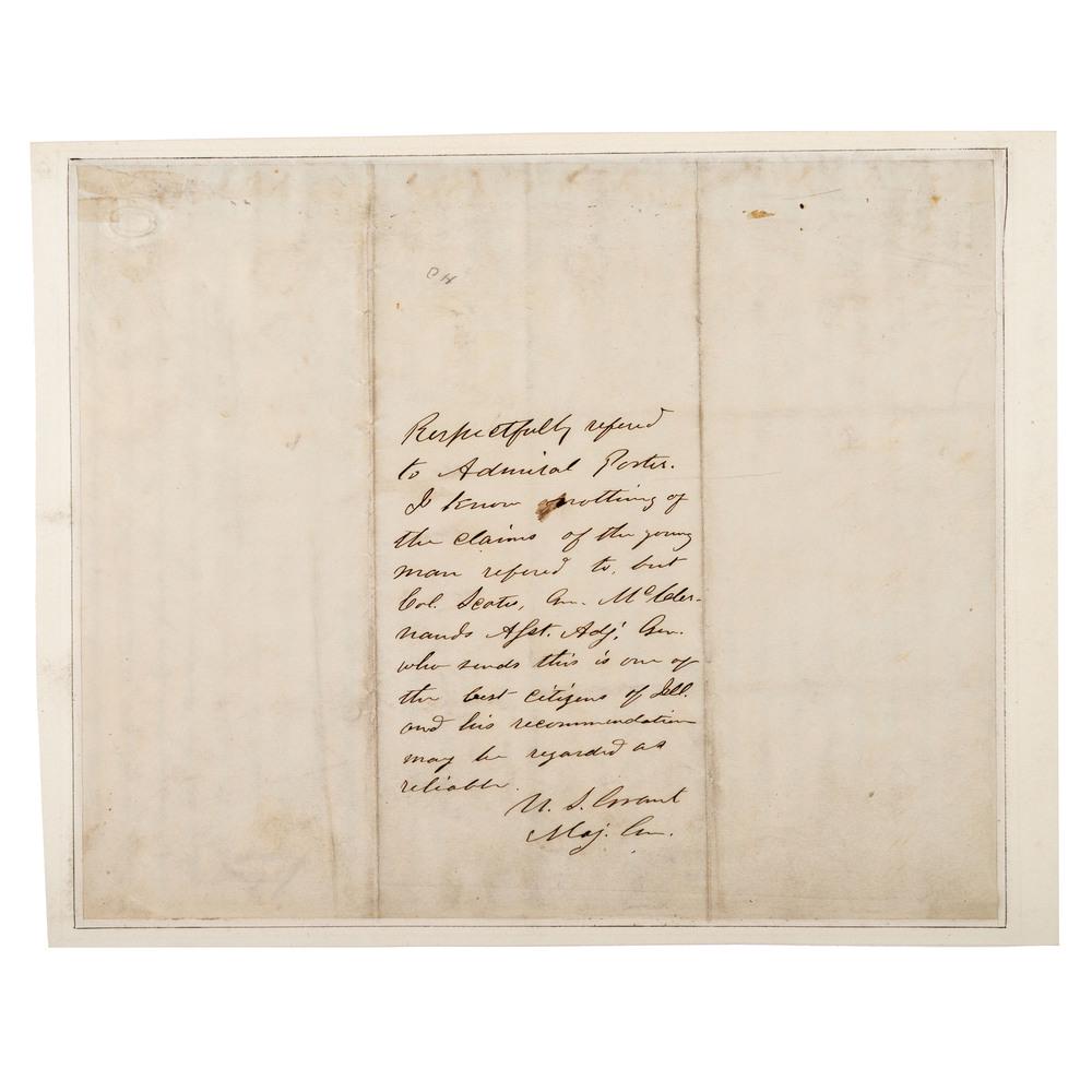 GRANT, Ulysses S. (1822-1885).] Autograph endorsement (1 of 1)