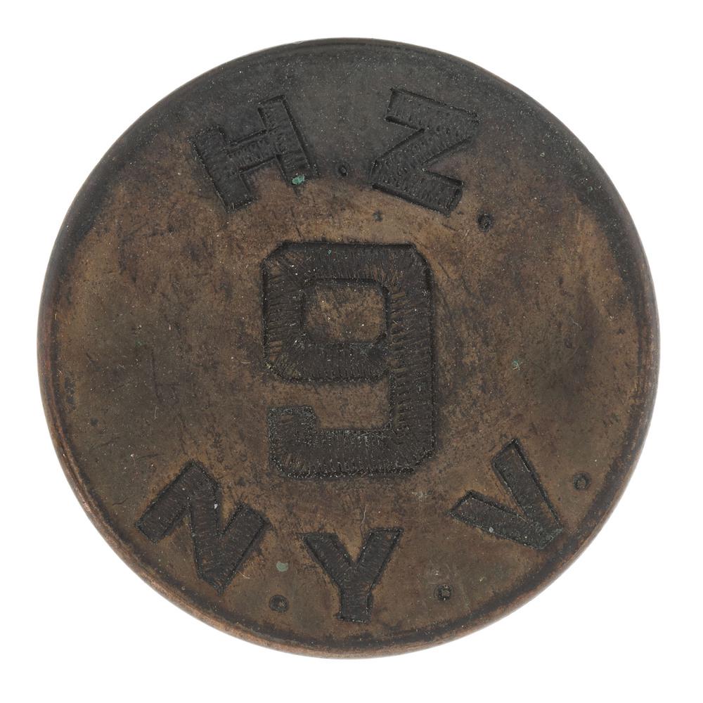 [HAWKINS' ZOUAVES]. 9th New York Volunteers coat button (1 of 2)