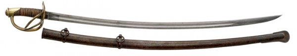 "Bloody Kansas" Era Model 1840 Heavy Cavalry Saber : "Bloody Kansas" Era Model 1840 Heavy Cavalry Saber and Tintype 36" blade, no maker's markings, likely an early German-made import. Typical leather and brass wire wrapped handle. Brass knuckle bow an