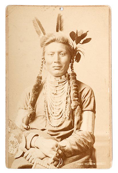 F.J. Haynes Cabinet Card of Crow Yellow Dog : F.J. Haynes Cabinet Card of Crow Yellow Dog Albumen portrait numbered and identified in negative as 1493. Yellow Dog, produced by F.J. Haynes. Negative date: 1885; printed ca 1887.