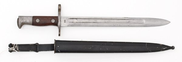 Spanish American War U.S. Krag Bayonet and Scabbard : Spanish American War U.S. Krag Bayonet and Scabbard 11.5" blade with white polish dated 1899.