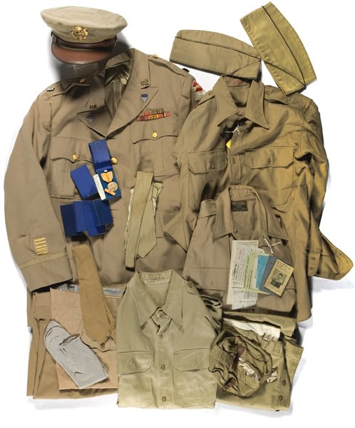 WWII American 2nd Army Archive of Lt Col Sam Brown: WWII American Second Army Archive of Lt Colonel Sam Brown Three summer uniforms including his Victory medal, good conduct medal, Asiatic-Pacific campaign, European Campaign, American Campaign. PLUS,
