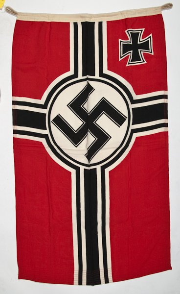 WWII German Kriegsmarine Flag : WWII German Kriegsmarine Flag 29" x 52" with vivid marks on the fly.