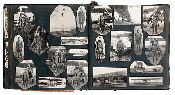 Exceptional Military Aviation Album : Exceptional Military Aviation Album Cover marked New Haven, CT Boenos Aires Flight of K of New Haven. Nice early aviation large format scrapbook with some original photographs of Charles Lindberg on