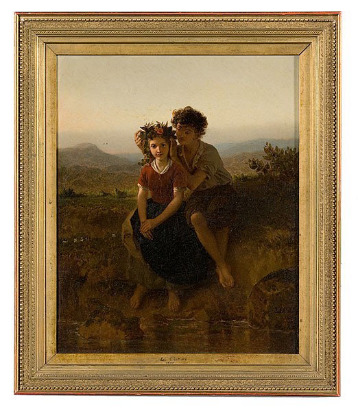 Pastoral Landscape Attributed to Emile LeClercq, Oi: Pastoral Landscape Attributed to Emile LeClercq, Oil on Canvas Emile Carolus LeClercq (French, 1827-1907), signed and dated 1859 l.r.; 17.5 x 22.75 in.