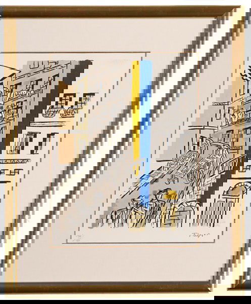 Street Scene by Fernand Leger, Colored Lithograph : Street Scene by Fernand Leger, Colored Lithograph Fernand Leger (French, 1881-1955), titled La Rue on verso, signed l.r.; number 177/180 l.l.; 12.5 x 17 in. Ex Harcourts, Modern and Contemporary A