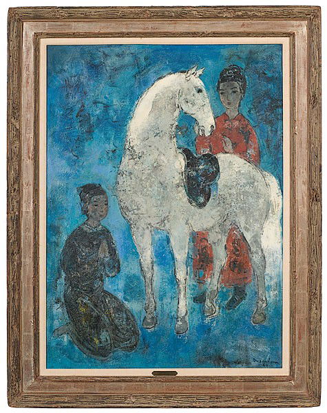 Vietnamese Portrait by Vu Cao Dam, Oil on Canvas : Vietnamese Portrait by Vu Cao Dam, Oil on Canvas Vu Cao Dam (Vietnamese 1908-2000), titled L'Adleau on label, signed and dated 64 l.r.; 28 x 39 in. One of the most important Vietnamese artists of th