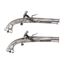 Fine Pair of Scottish Steel Flintlock Ramâ€™s Butt