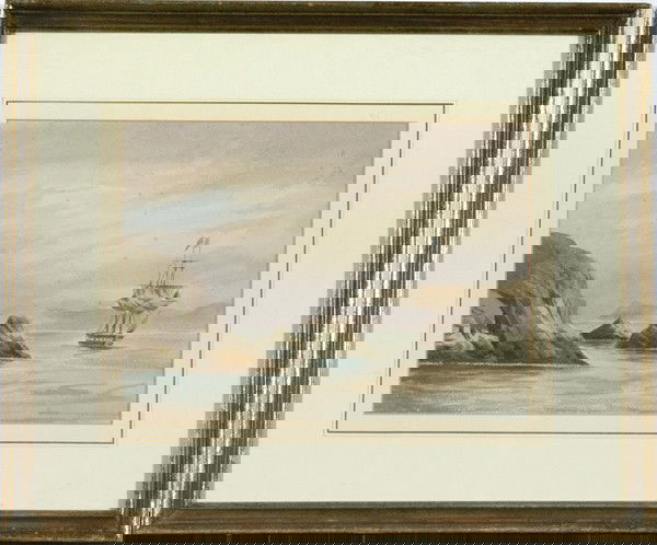 Harbor Scene by British School, Watercolor : Harbor Scene by British School, Watercolor British School, ca 1850-1855, unsigned; 9.75 x 13.25 in. Ex: The Collection of David W. Meger