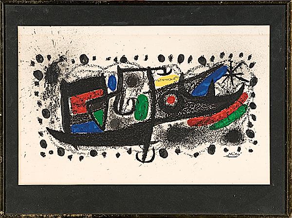 Abstract by Joan Miro, Lithograph : Abstract by Joan Miro, Lithograph Joan Miro (Spanish, 1893-1983), titled Star Scene and signed in plate; 13 x 21 in. Ex Collector's Guild
