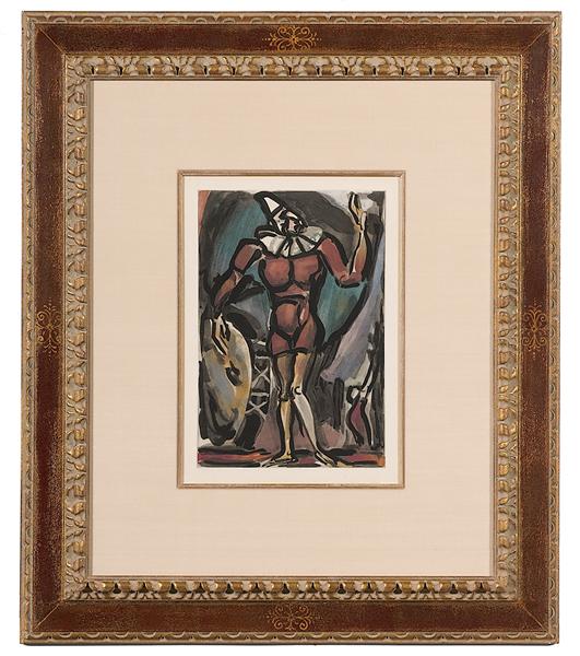 Portrait of Clown by George Rouault, Lithograph : Portrait of Clown by George Rouault, Lithograph George Rouault (French, 1871-1958), titled Clown on verso, unsigned; 8.25 x 12.5 in. Ex Harcourts, Modern and Contemporary Art, San Francisco, CA