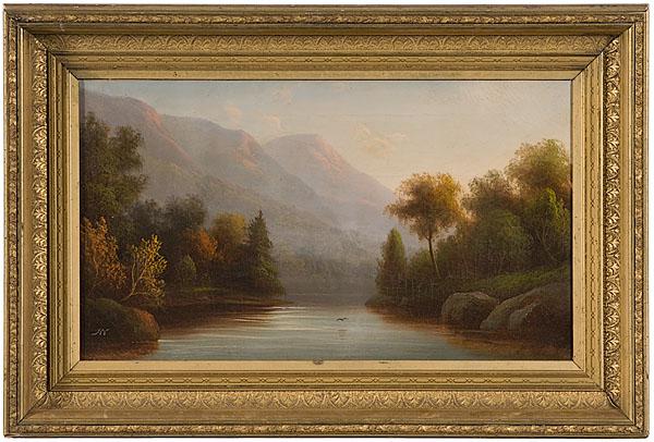 Hudson River Scene by John Williamson, Oil on Canv: Hudson River Scene by John Williamson, Oil on Canvas John Williamson (1826-1885), signed l.l.; 13.5 x 23.25 in. and housed in ornate gilt and gesso frame.