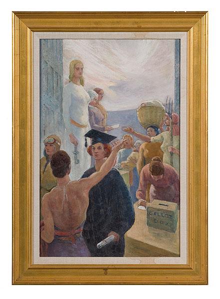 Illustration by Pruett A. Carter, Oil on Canvas : Illustration by Pruett A. Carter, Oil on Canvas Pruett Alexander Carter (American, 1891-1955), signed l.r.; 22.5 x 14.5 in.
