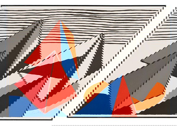 Pyramids by Alexander Calder, Lithograph : Pyramids by Alexander Calder, Lithograph Alexander Calder (American, 1898-1976), signed l.r., numbered 8/75; 29.5 x 43.25 in. Alexander Calder, well known for his sculptures, was also prolific in tw