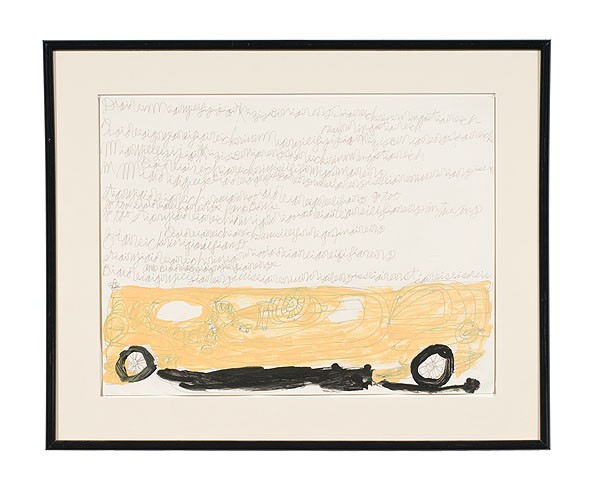 Dwight MacIntosh Painting, Outsider Artist : Dwight MacIntosh Painting, Outsider Artist California, 20th century. Dwight MacIntosh (1906-1999), painting titled "Roadster", appears to be dated 1980s lower right, marker and acrylic paint on pape