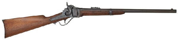 Sharps Model 1867 Carbine : Sharps Model 1867 Carbine .50-70 caliber, 22" barrel, S/N C32350. Blue finish, six-groove rifling, walnut stocks.