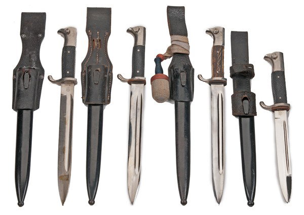 Lot of 4 WWII Nazi German Dress Bayonets : Lot of 4 WWII Nazi German Dress Bayonets Stag-handled dagger made by Tiger, Solingen. Other makers are WKC (2) and Carl Eichorn.