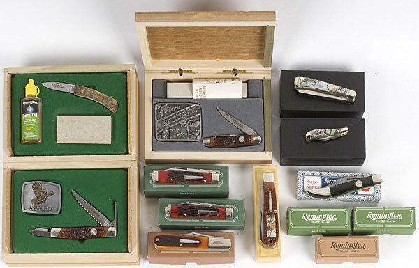 Remington Collector Pocket Knives, Lot of 13 : Remington Collector Pocket Knives, Lot of 13 Various patterns and handle material including abalone, mother of pearl, bone, Delrin, etc.