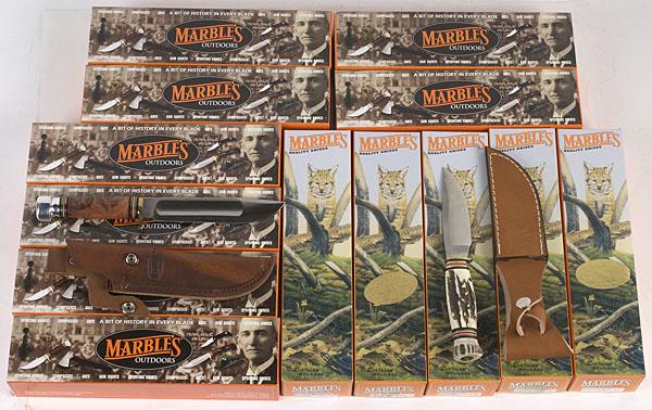 Marbles Fixed Blade Knives, Lot of 13 : Marbles Fixed Blade Knives, Lot of 13 Models include Trailcraft, Ideal, Fieldcraft, Handy, etc. Handles are stag, burl maple, and bone.