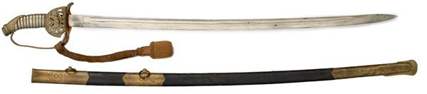 German 19th Century Court Sword and Scabbard : German 19th Century Court Sword and Scabbard 27.5" blade complete with clamshell and sword knot. Scabbard with two hangers. Silver metal handle with all of its wires.