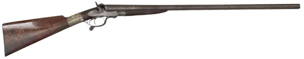 Double-Barrel Shotgun by John Rigby : Double-Barrel Shotgun by John Rigby 12 gauge, 30" barrels, S/N 13360. Bank note-style engraving on lock, frame, tang, and top of barrel. Barrel has John Rigby and Company, London. Also marked on the