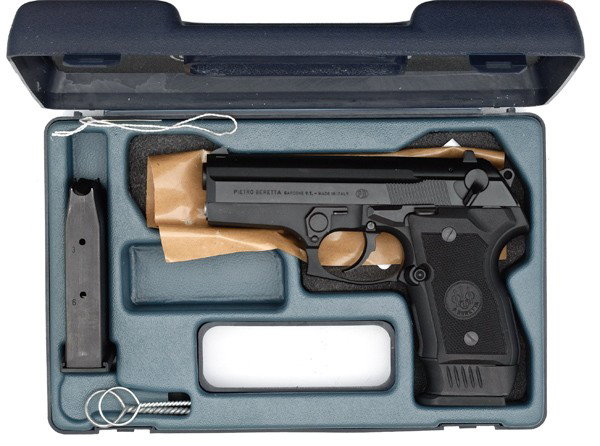 *Beretta Model 8045 Mini Cougar Pistol : *Beretta Model 8045 Mini Cougar Pistol .45 ACP cal., 3.75" barrel, S/N 054738MC. Matte black finish, double-action, two 8 rd. magazines, Italian mfg.