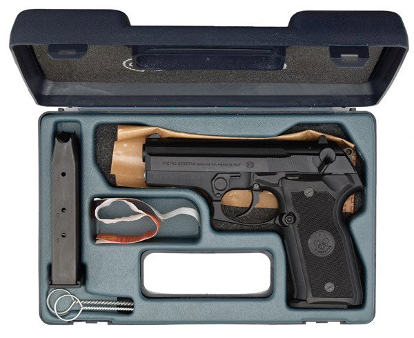 *Beretta Model 8045F Cougar Pistol : *Beretta Model 8045F Cougar Pistol .45 ACP cal., 3.75" barrel, S/N 054187MC. Matte black finish, two 8 rd. magazines, made in Italy.