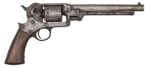 Starr Single Action Army Revolver : Starr Single Action Army Revolver .44 caliber, 8" round barrel; S/N 30117. One-piece wood grips.