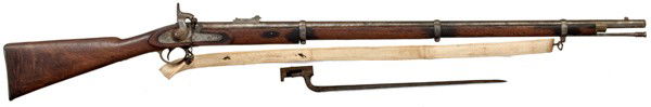 1853 Pattern Enfield Rifled-Musket : 1853 Pattern Enfield Rifled-Musket .577 caliber, 39" barrel, marked on top of barrel 25-24. Lockplate dated 1862. Brass buttplate, triggerguard, nose cap. Walnut stock.