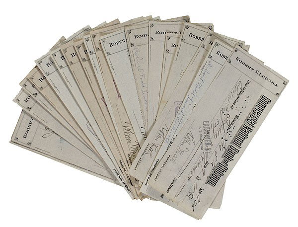 Robert Todd Lincoln Collection of Signed Checks, T: Robert Todd Lincoln Collection of Signed Checks, The Continental and Commercial National Bank of Chicago Lot of 41 checks signed Robert T. Lincoln, drawn on The Continental and Commercial National B