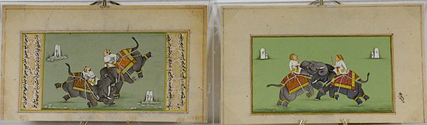Persian Manuscript Pages : Persian Manuscript Pages Persian, 19th century, includes two examples with a miniature Mughal painting on one side and script on verso; each page 9.25 x 5.5 in. Collection of a University of Cinci
