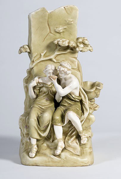 Royal Dux Figural Group : Royal Dux Figural Group Continental, 20th century, a Royal Dux figural group vase with male and female figure, marked with impressed No 1707; ht. 16 in.