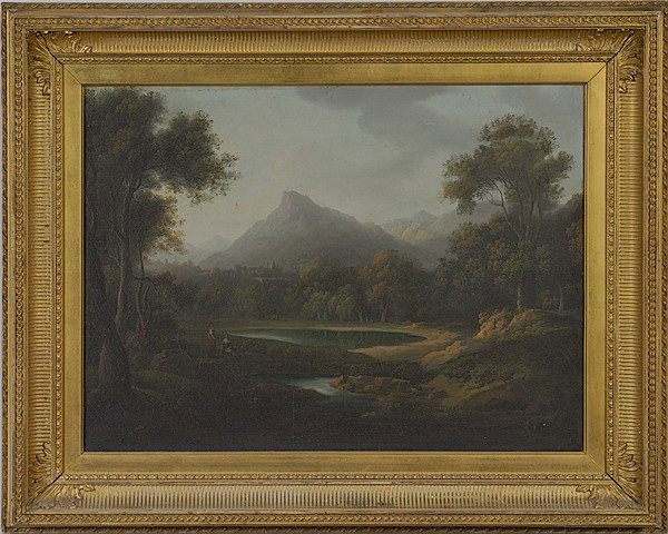 Landscape After Richard Wilson, Oil on Canvas : Landscape After Richard Wilson, Oil on Canvas British or American, turn of the century; Richard Wilson (British, 1713-1782), unsigned, with small label on back with typed phrase R. Wilson / Landscap