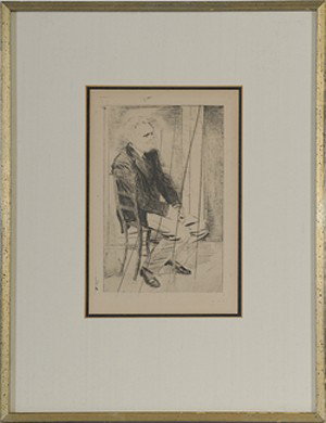 Portrait of Manet by Edgar Degas, Etching: Edgar Degas (French, 1834-1917), titled Manet Assis, Tourne a Droite on verso, unsigned; 7 x 4.5 in.