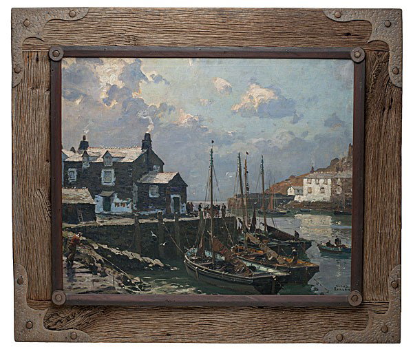 Harbor Scene by Claus Bergen, Oil on Canvas : Harbor Scene by Claus Bergen, Oil on Canvas Claus Bergen (German, 1885-1964), signed l.r.; 26.75 x 33 in.