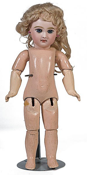Tete Jumeau #6 Doll : Tete Jumeau #6 Doll French, with head marked Tete Jumeau 6 and with artist checkmarks, Jumeau-stamped body, original wig and pate, straight wrists, strung very tightly, blue blown glass eyes, pierce