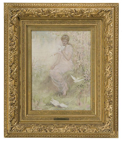 Confidence by Frederick Stuart Church, Oil on Canv: Confidence by Frederick Stuart Church, Oil on Canvas Frederick Stuart Church (American, 1842-1924), oil on canvas, signed l.l. and dated 78, with plaque containing title, housed in original gilt and