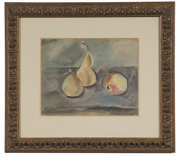 Still Life by Max Weber, Watercolor : Still Life by Max Weber, Watercolor Max Weber (Russian, 1881-1961), titled Still Life with Fruit, signed l.r. with watermark on verso, dated 1940; 9.5 x 12 in. Ex Estate of Max Weber.
