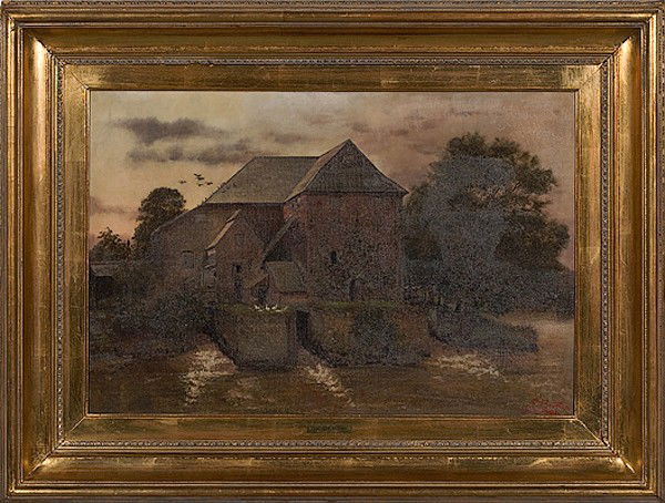 Cottage Scene by Frederick Brueton, Oil on Canvas : Cottage Scene by Frederick Brueton, Oil on Canvas Frederick Brueton (British, 1882-1911), signed and dated 1885 l.r.; 19.5 x 29.25 in.