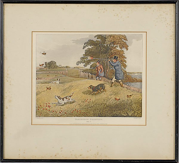 Hunting Scene by Henry Alken, Colored Etching : Hunting Scene by Henry Alken, Colored Etching Henry Alken (British, 1785-1851), titled Partridge Shooting in lower margin; 10.75 x 8.5 in.