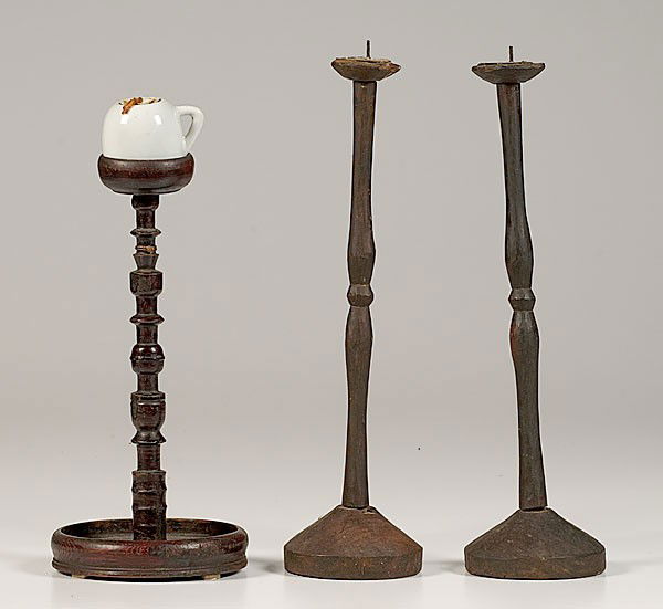 Korean Antique Lamp Stands : Korean Antique Lamp Stands Korean lamp stand from Yi Dynasty with carved details. Matching pair of candle sticks are approximately 17.5 in. tall and the lamp stick, with the more detailed carving, i
